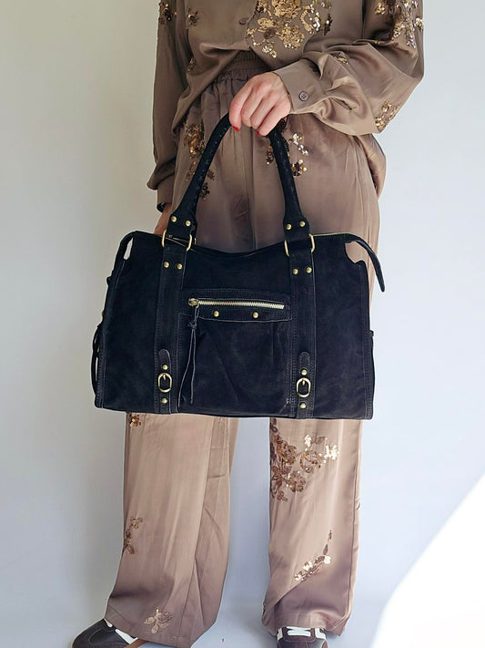 Sac Balou grand modèle daim Noir