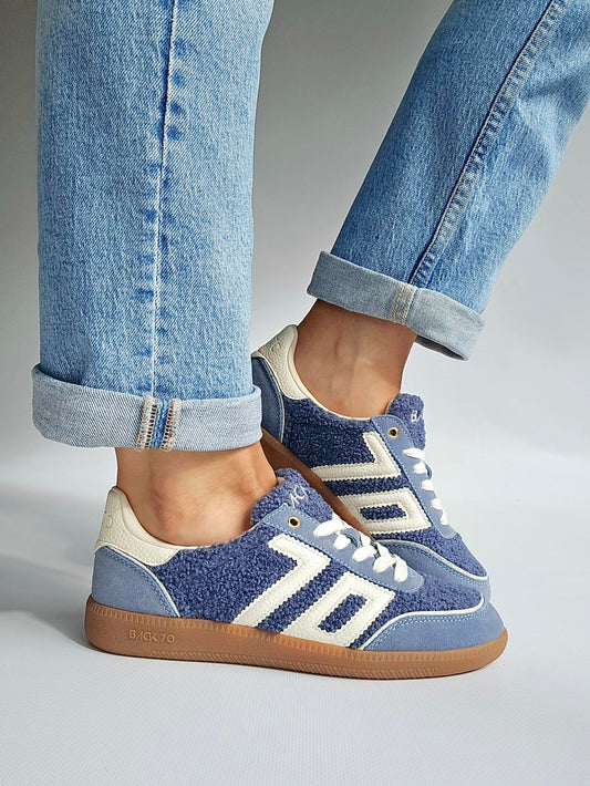 Baskets Back70 cloud bouclette Bleu clair & Blanc