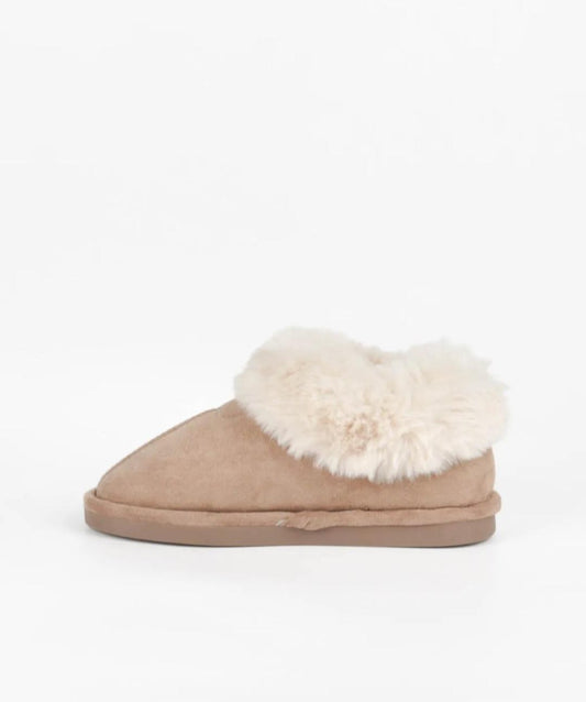 Pantoufles chaussons fourrées Taupe