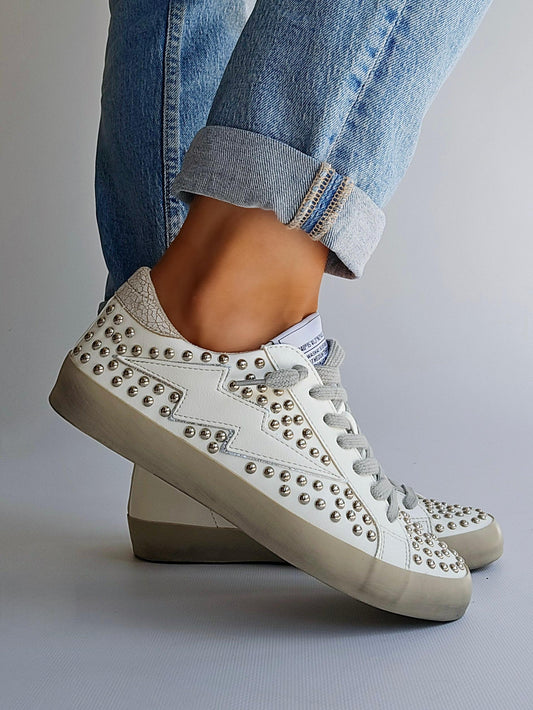 Baskets éclair Corina rivets Blanc