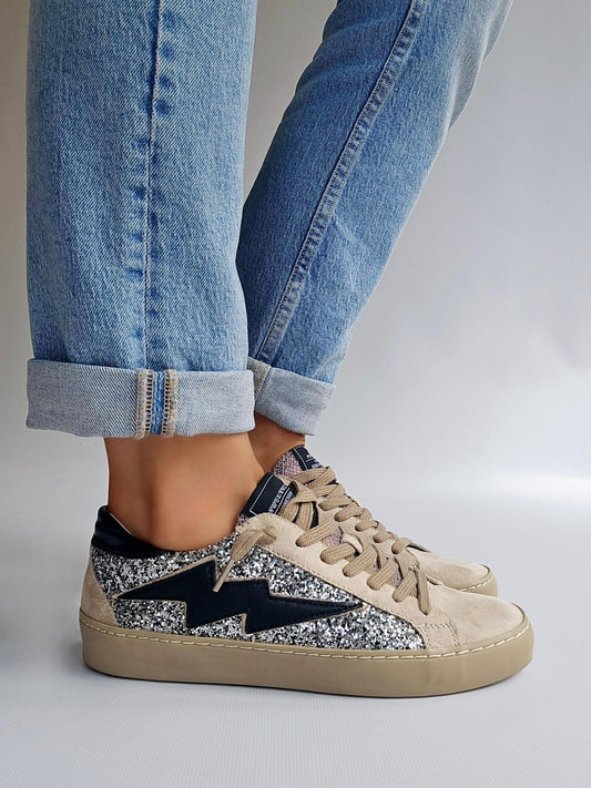 Baskets éclair Corina glitter Argenté