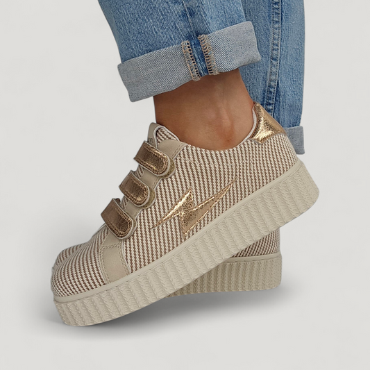 Baskets Vanessa Wu - MAGGIE Rayure Taupe