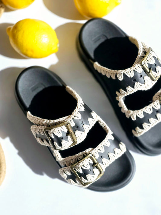 Mules double brides Eva Noir