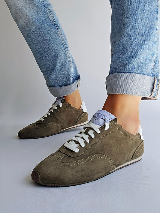 Baskets plates Corina suédine Kaki