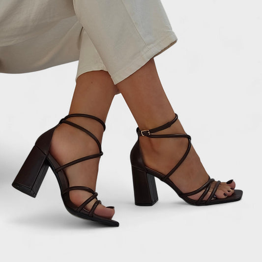 Sandales multi-brides à talon bloc – Choco