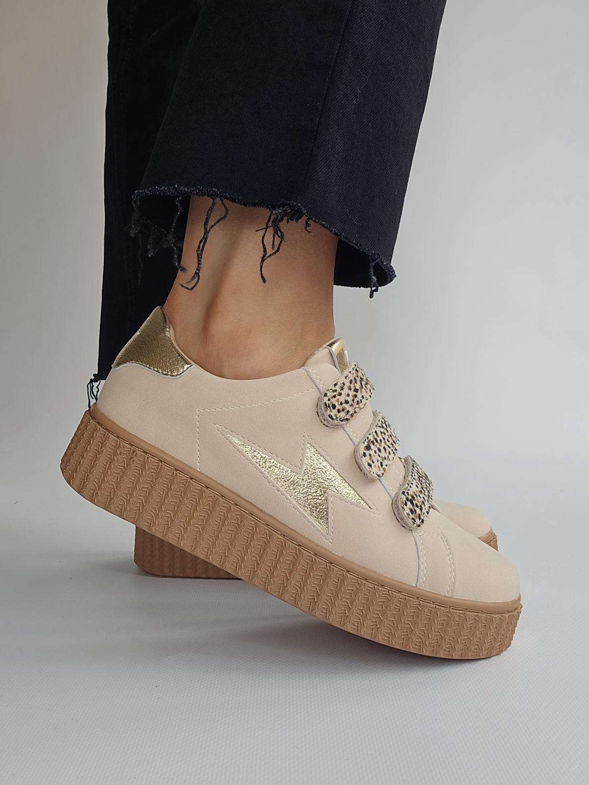 Beige Sneakers Femme Vanessa Wu Chaussure Basket Beige Doré Femme