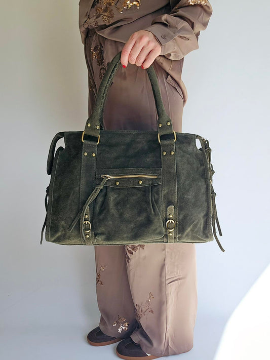 Sac Balou grand modèle daim Kaki