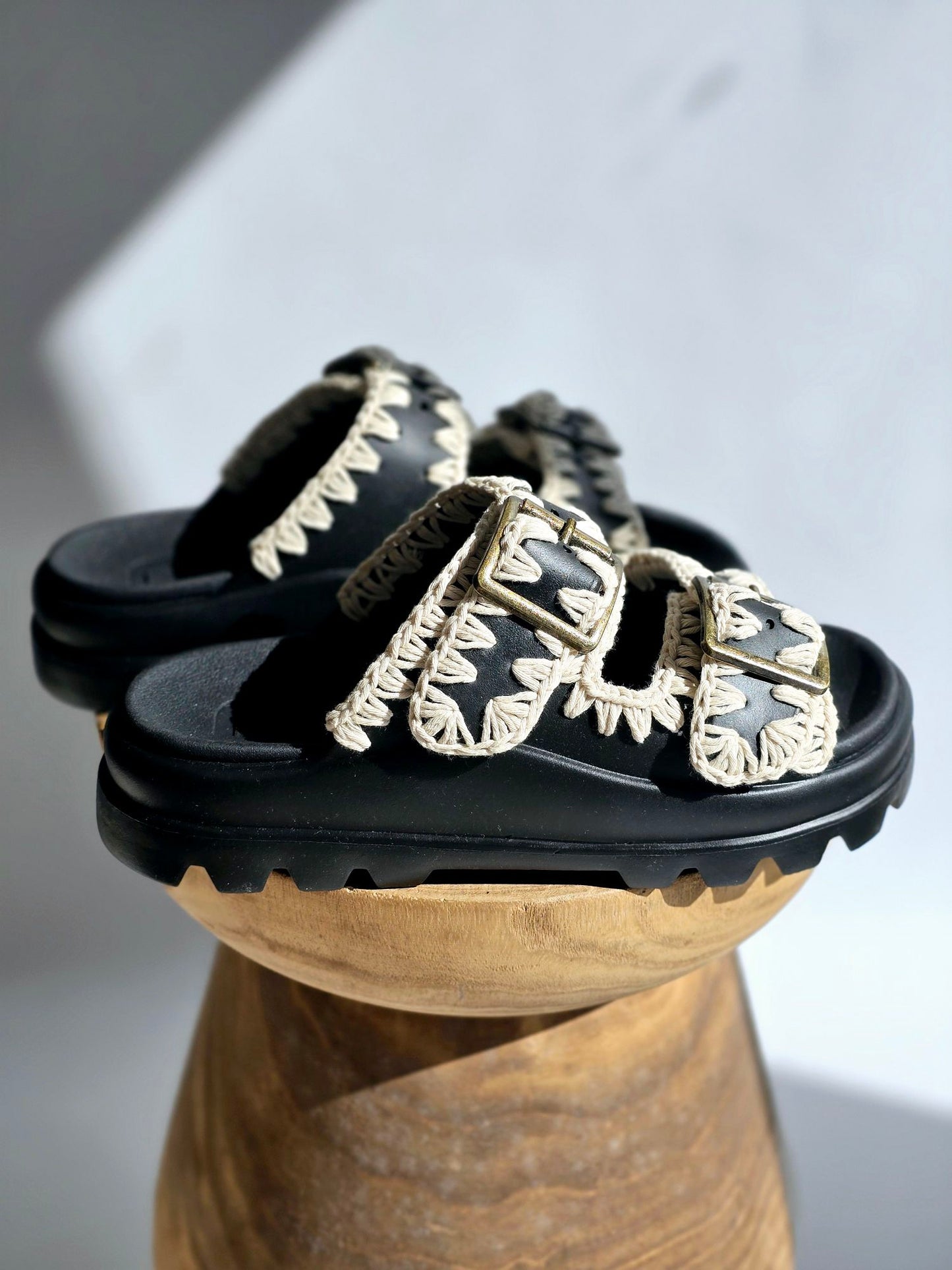 Mules double brides Eva Noir