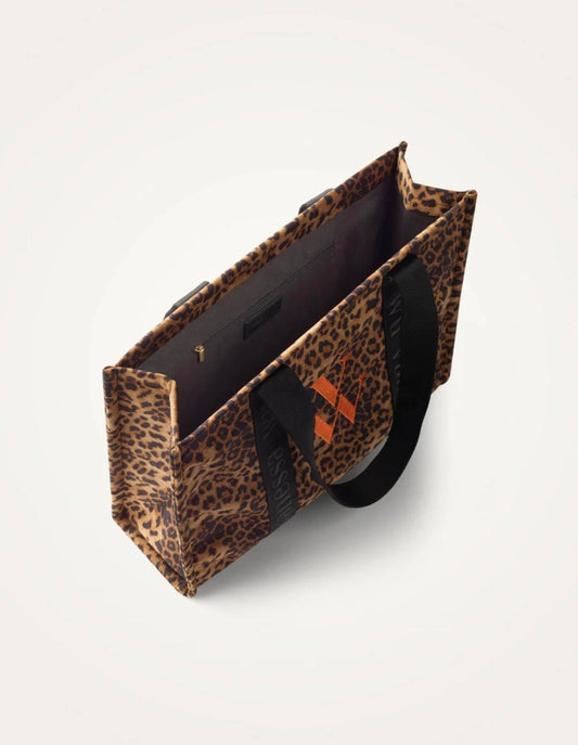 Sac cabas CARLA en tweed imprimé léopard & monogramme orange – Vanessa Wu