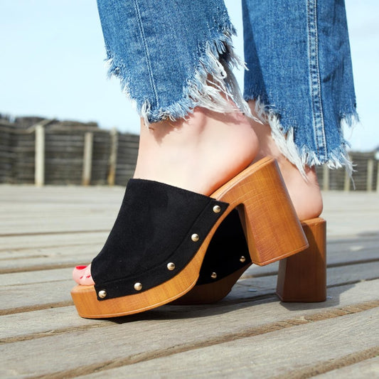 Black Heeled Clogs