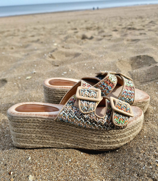 Mules espadrilles platforme Multicolore