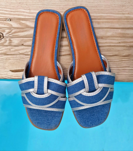 Mules toile Jean