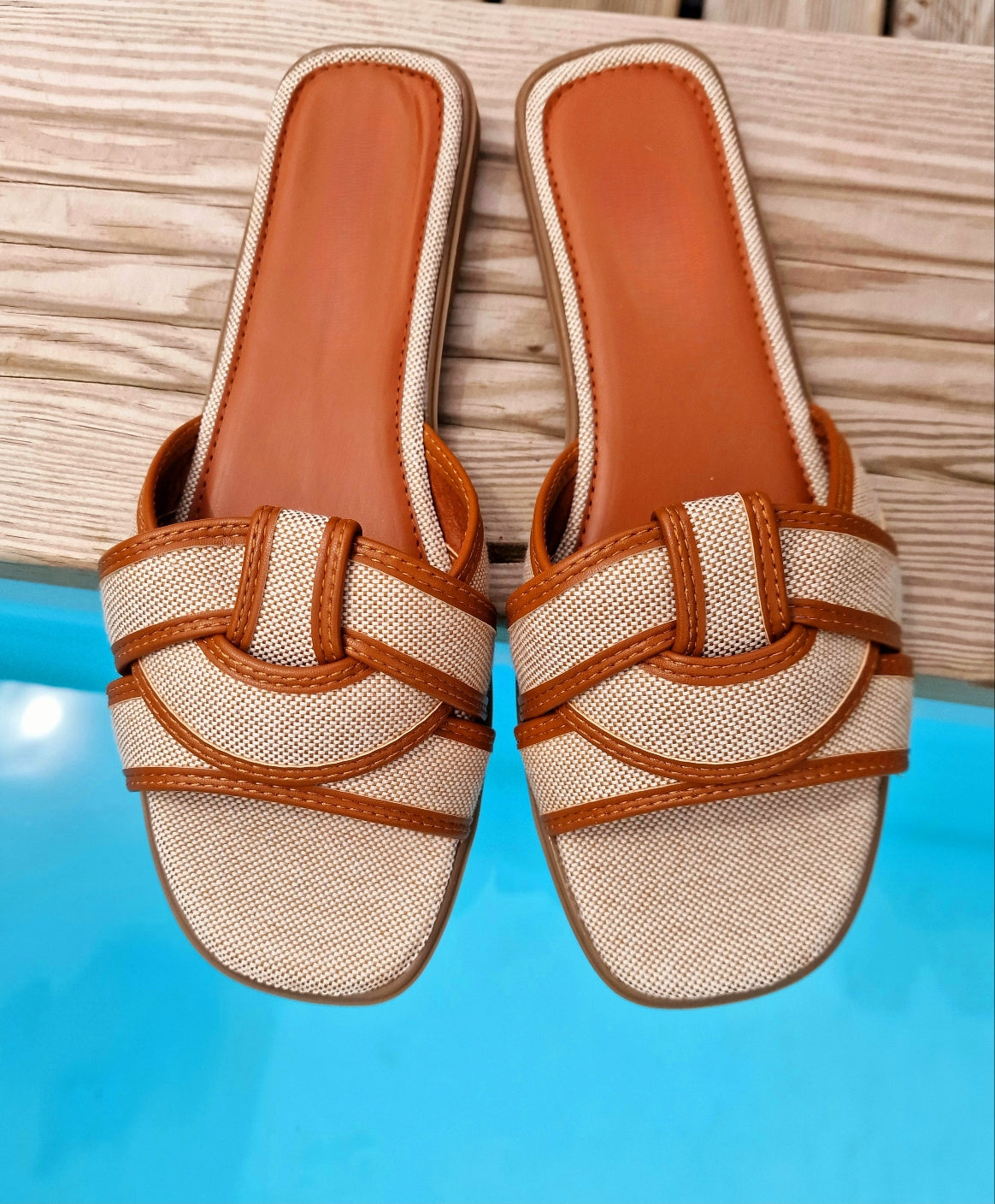 Mules toile Camel