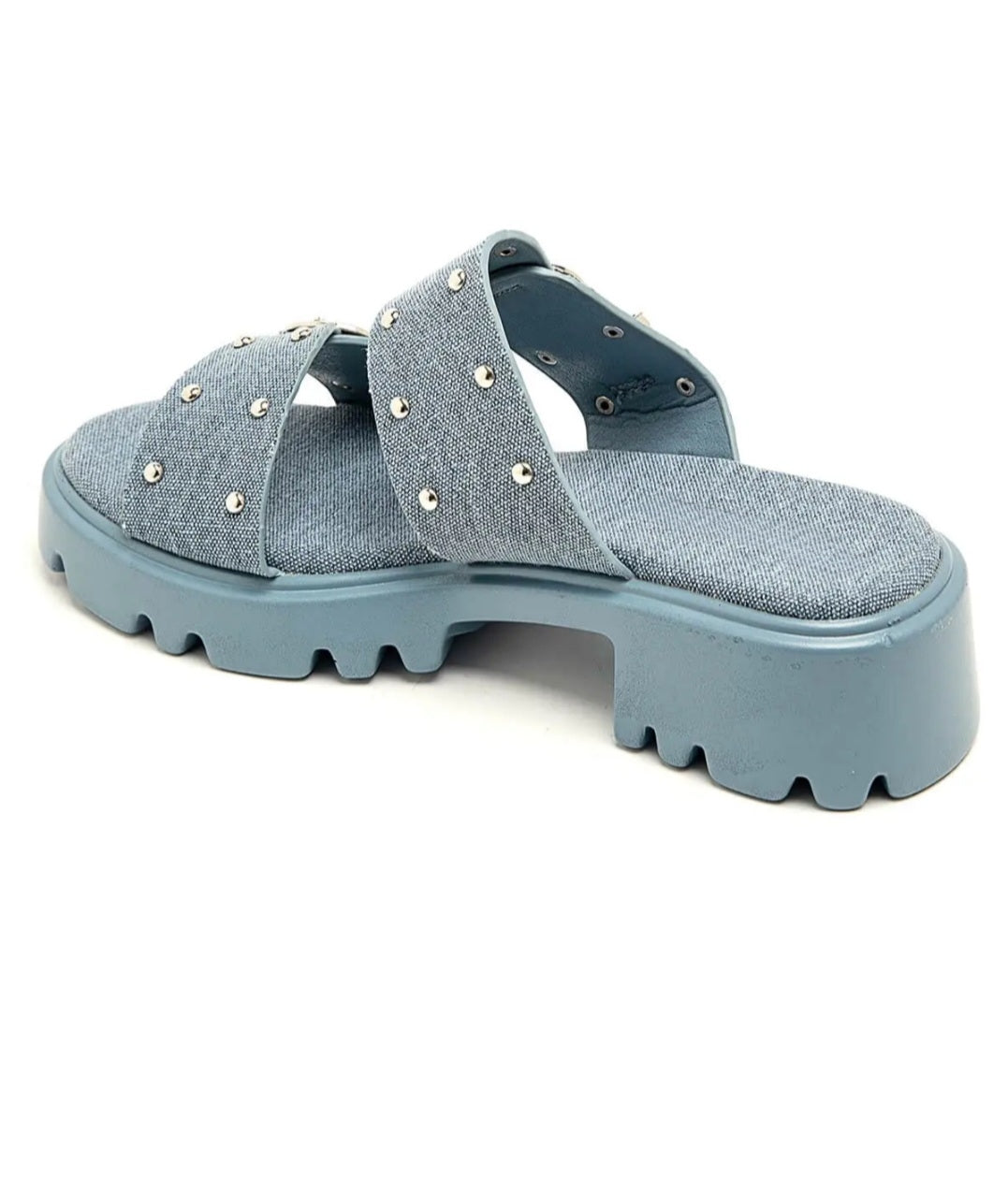 Jean double buckle heel canvas mules