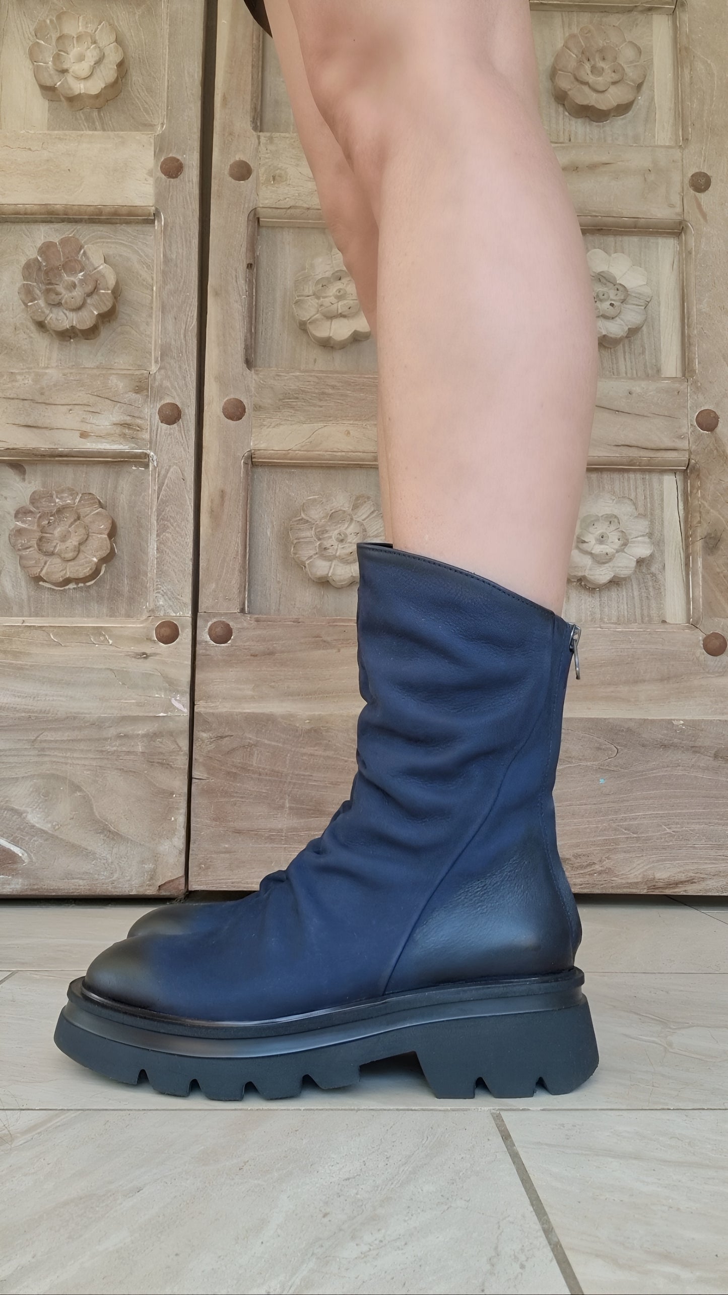 Semerdjian navy blue biker boots