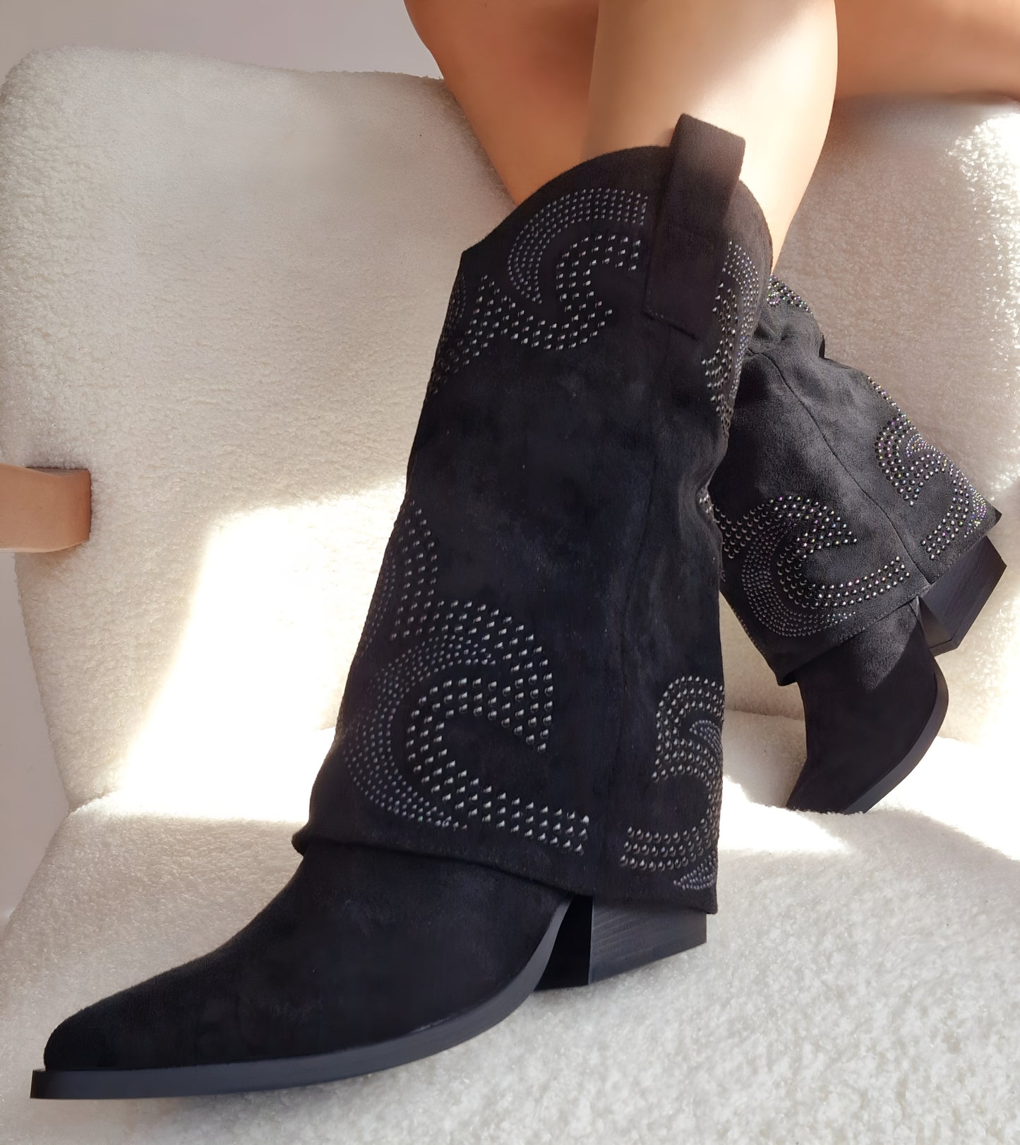 Black sock cowboy boots