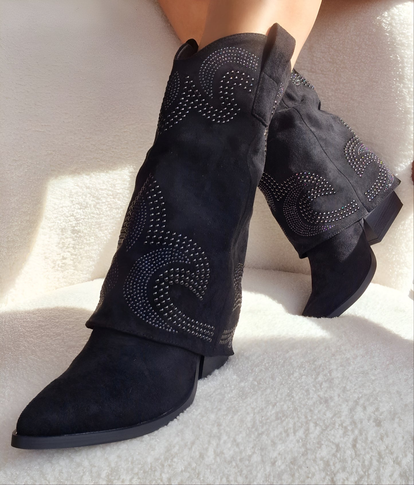 Black sock cowboy boots