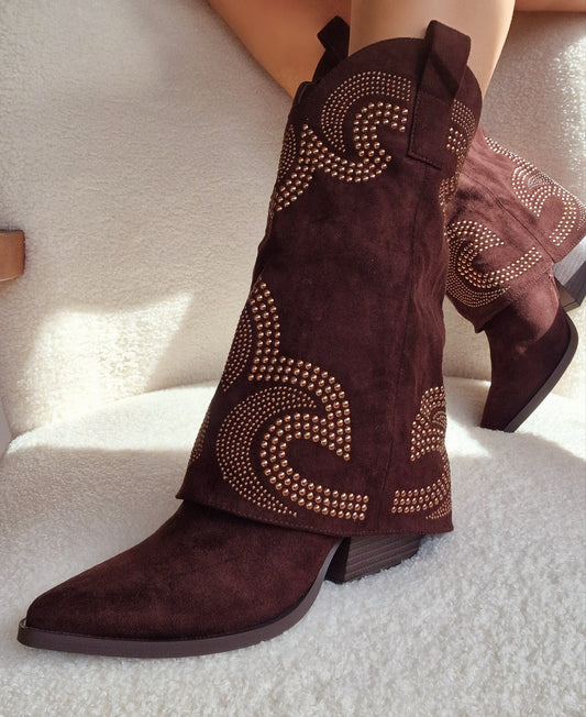 Brown sock cowboy boots