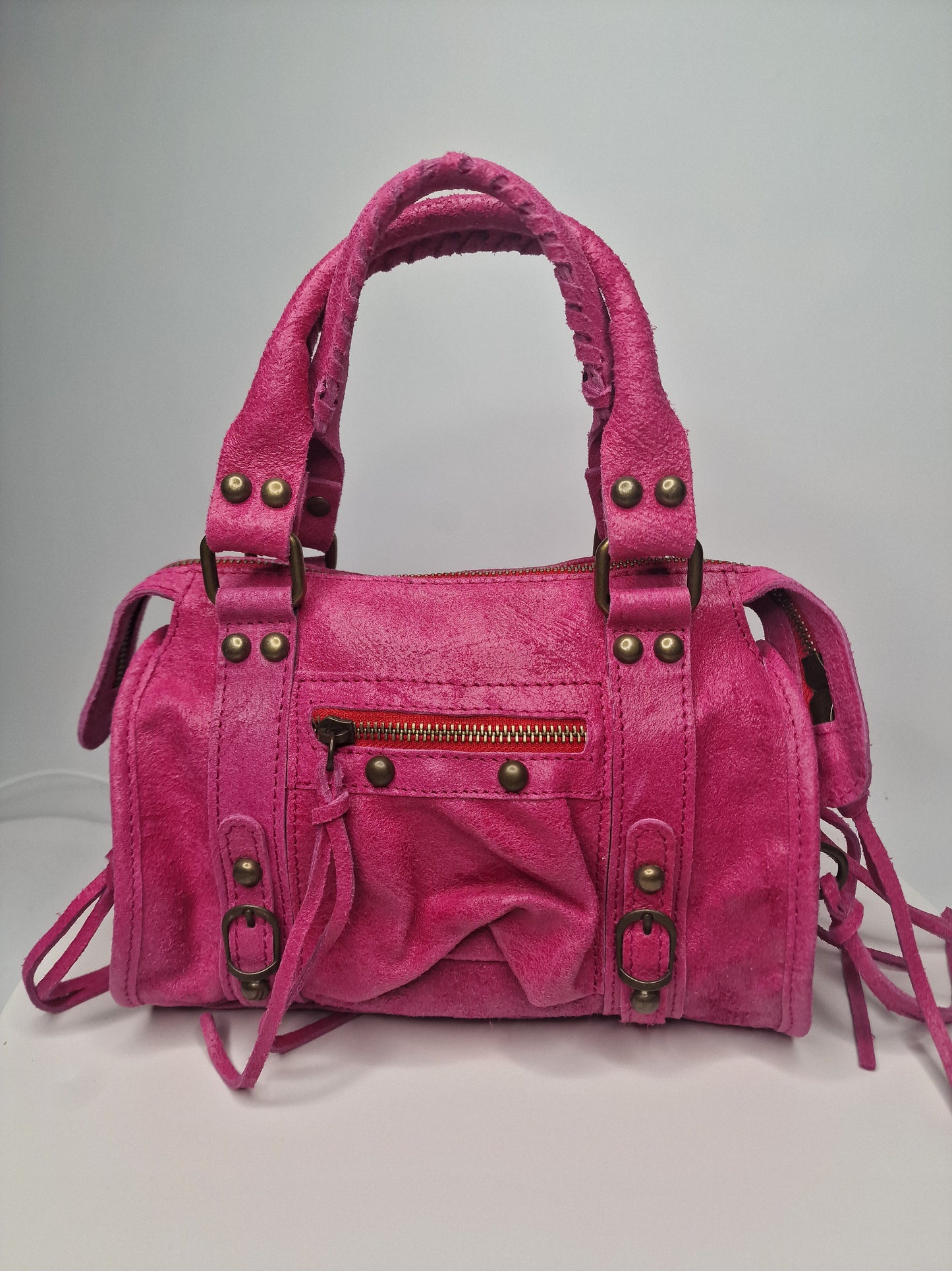 Sac BALOU petit modèle cuir Mat Fushia