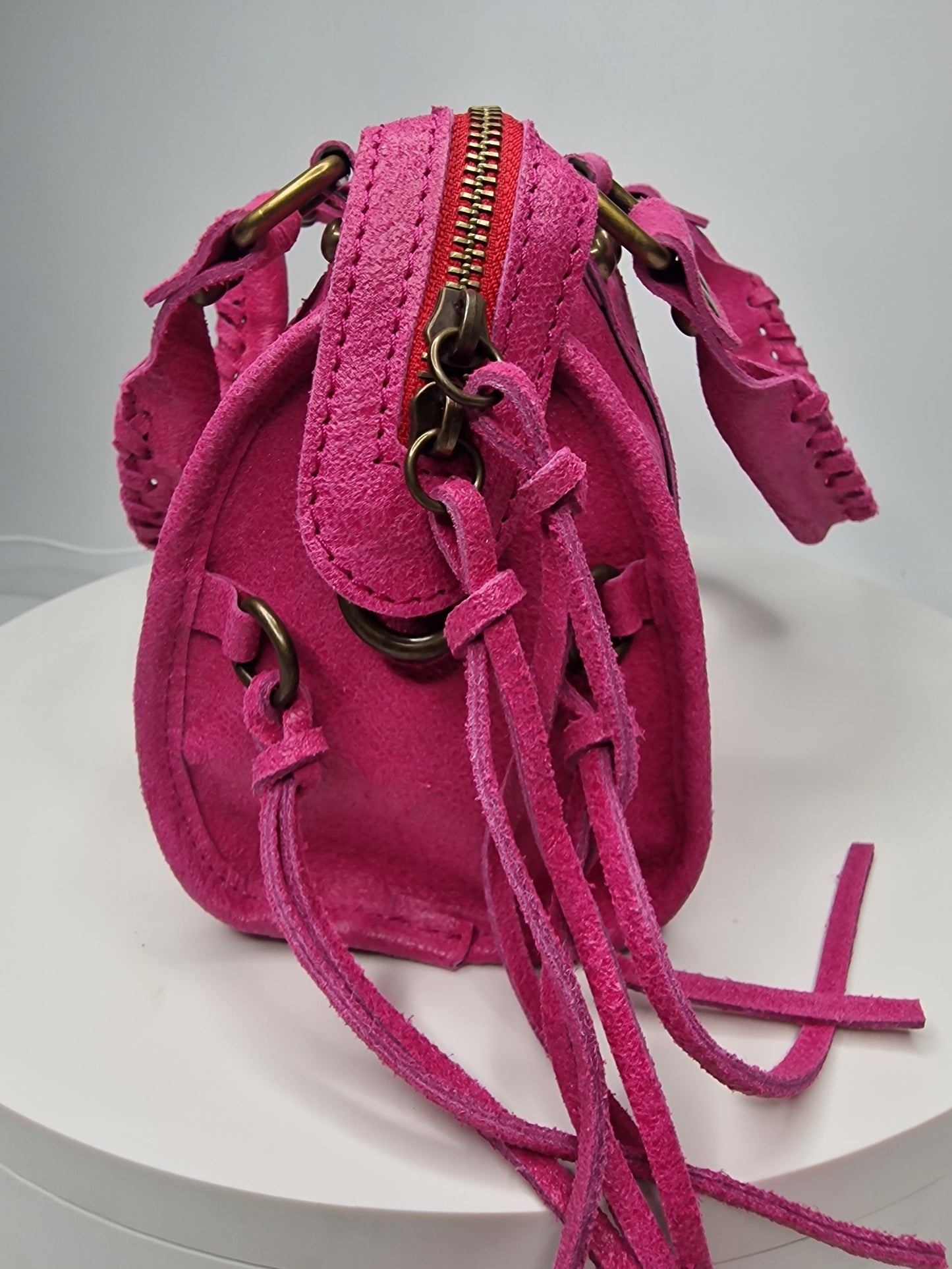 Sac BALOU petit modèle cuir Mat Fushia