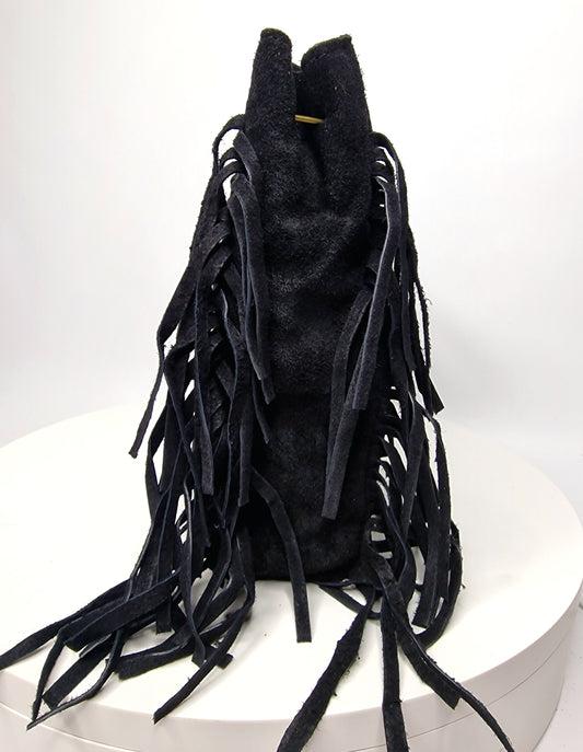 Black Suede Fringe Bag