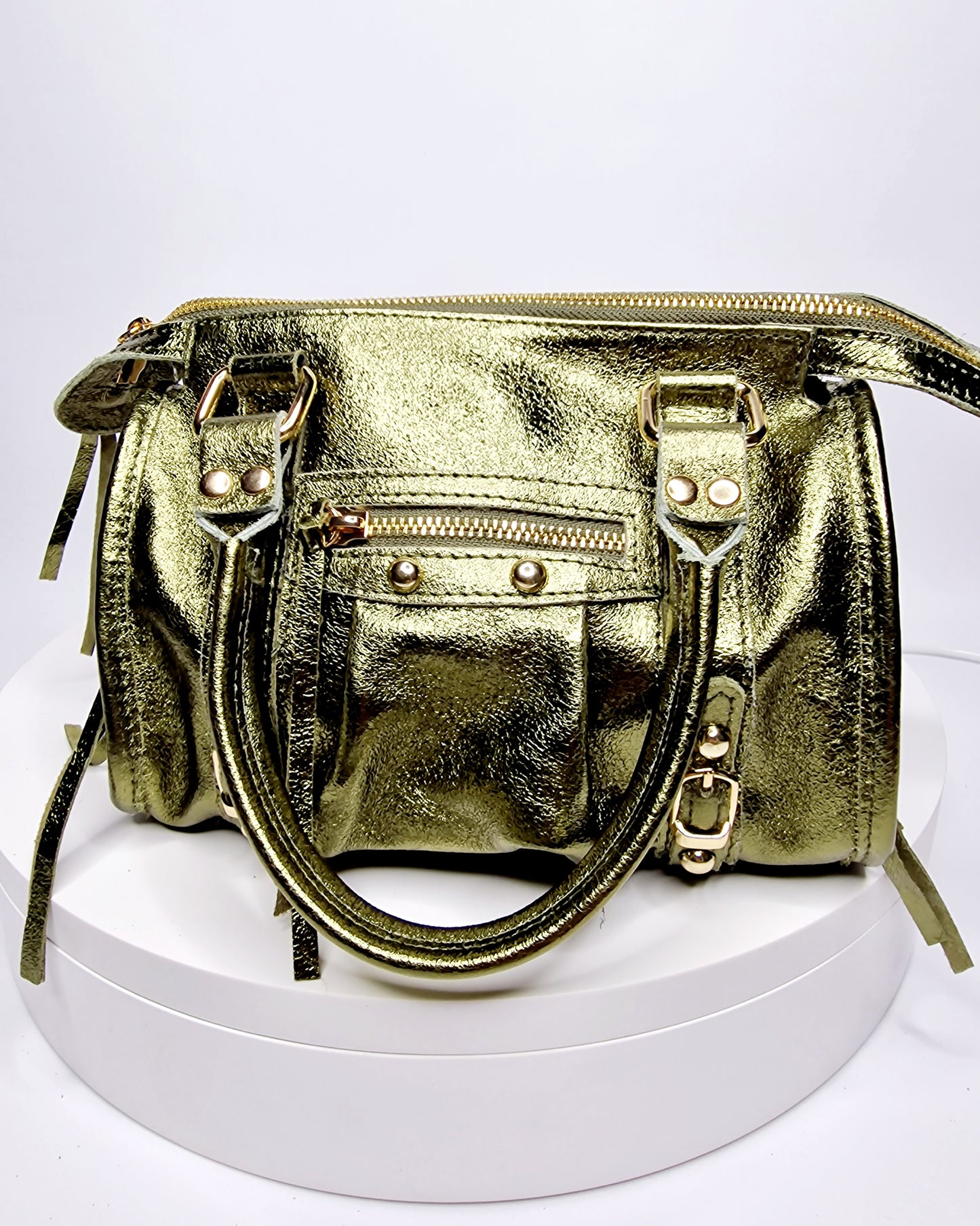 Sac BALOU petit modèle cuir irisé Kaki