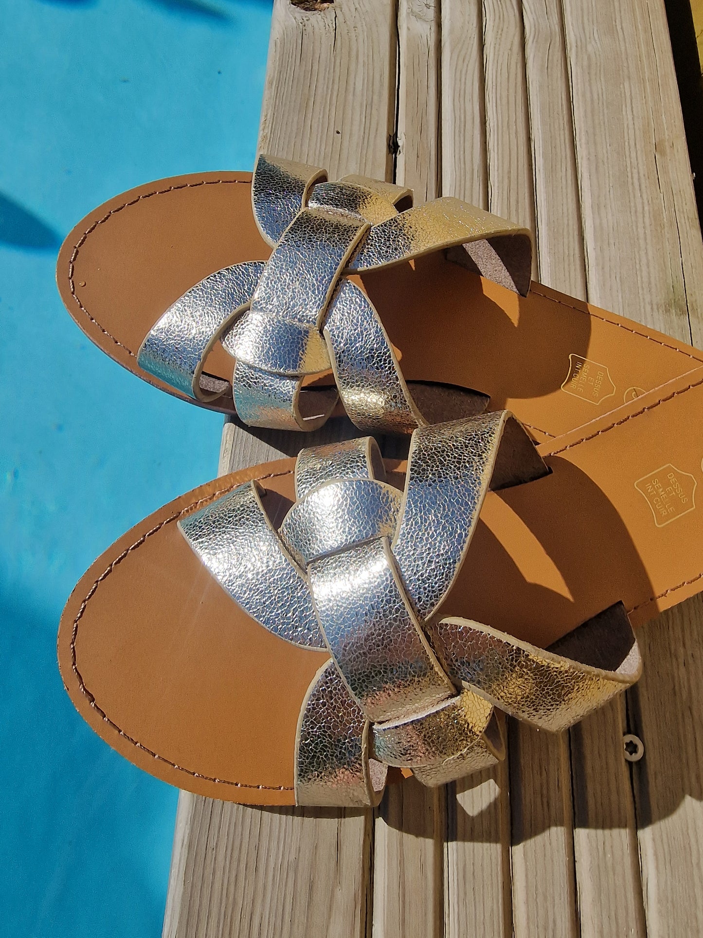 Mules cuir Doré