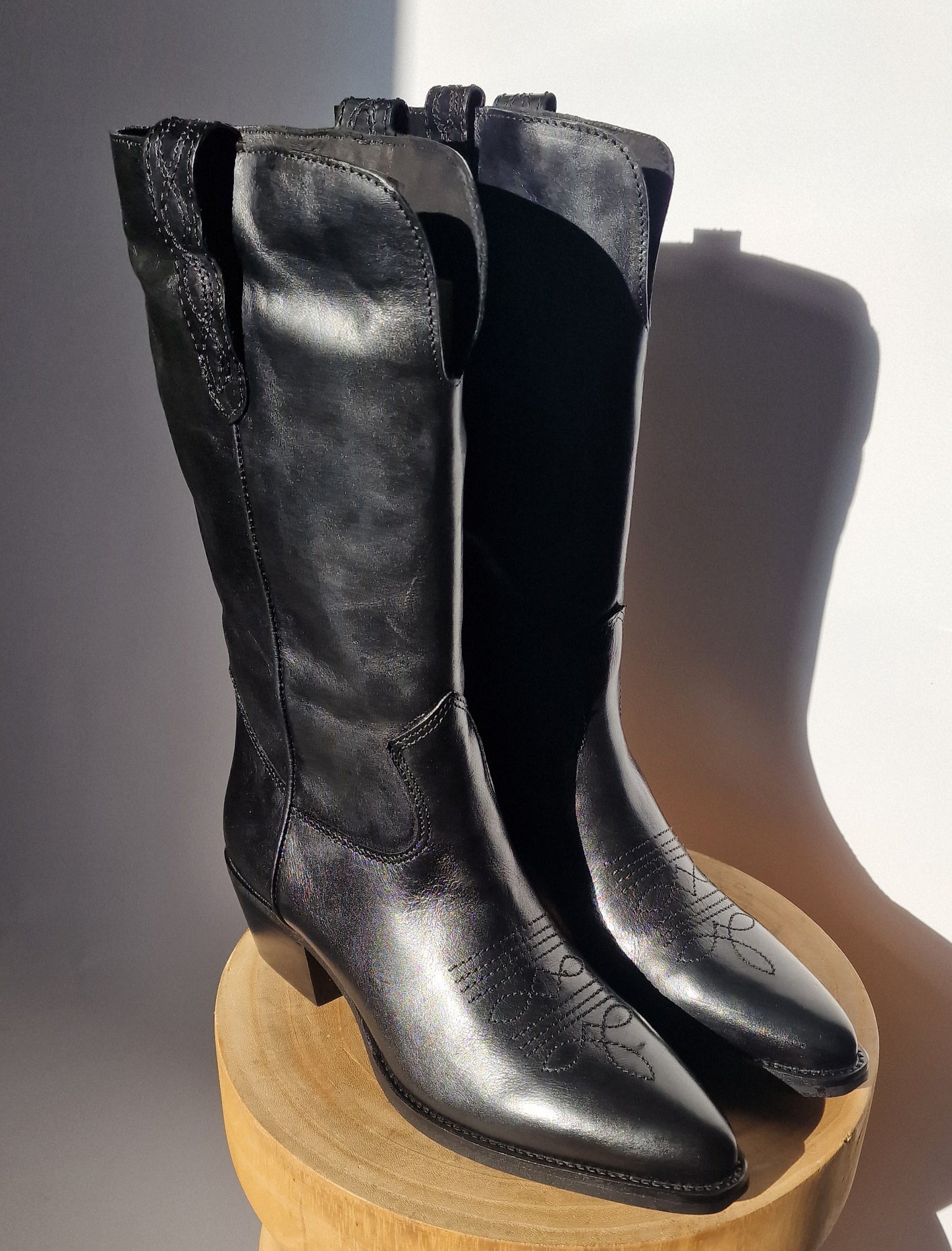 Semerdjian Black Mid-High Cowboy Boots