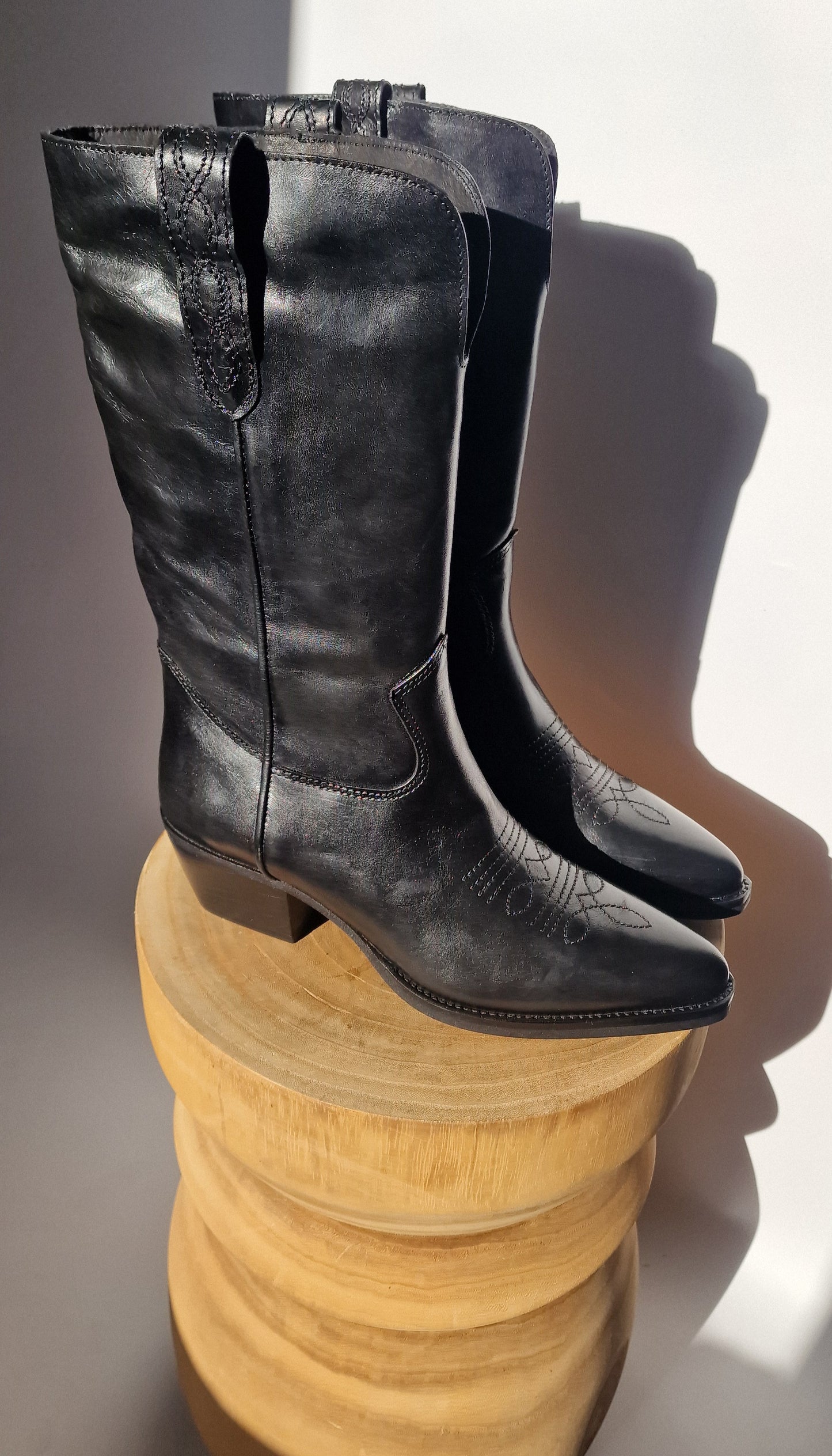 Semerdjian Black Mid-High Cowboy Boots