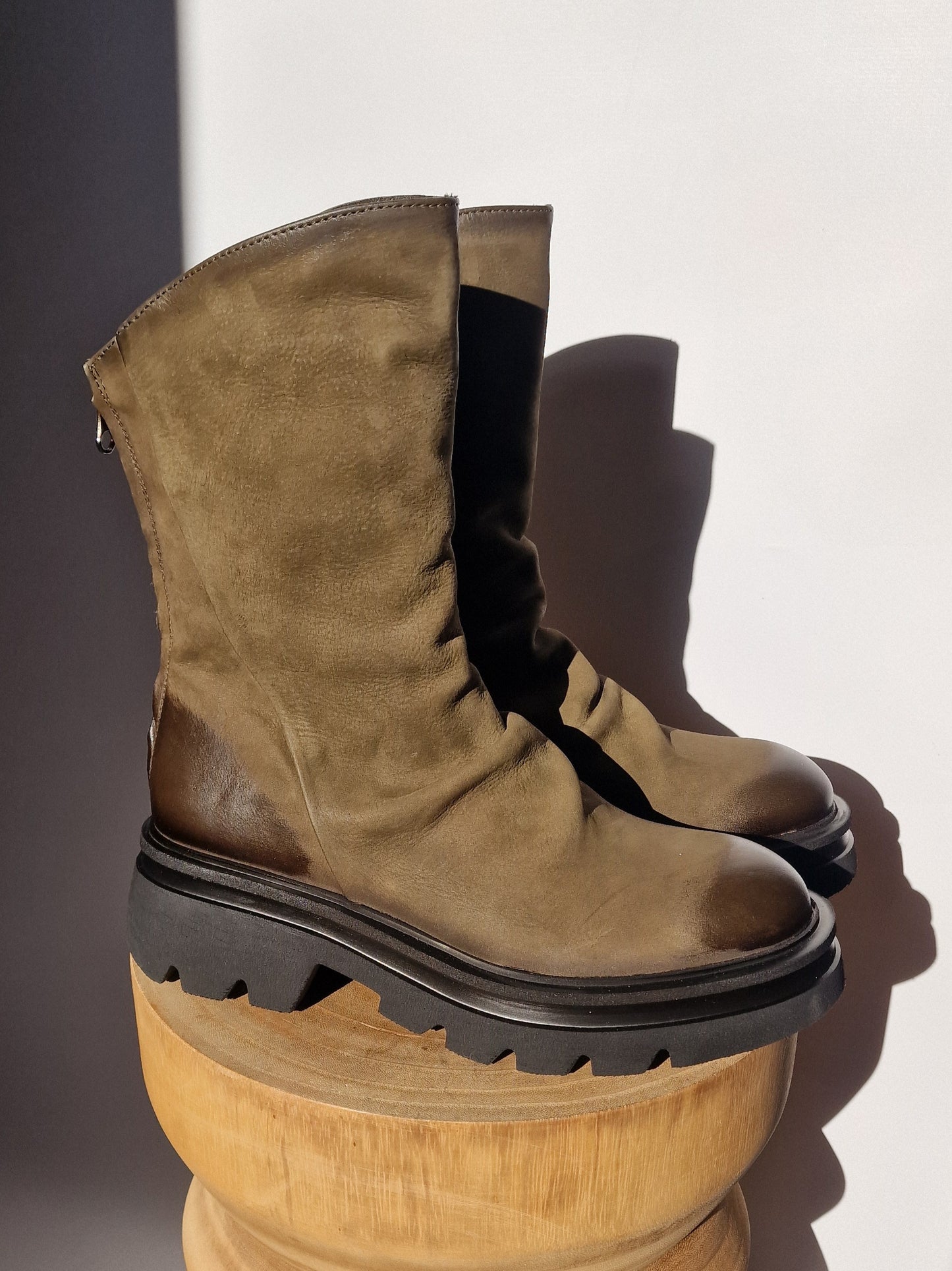 Semerdjian khaki green biker boots