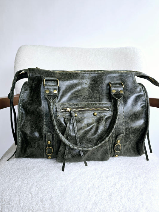 Balou bag, large model, dark khaki leather