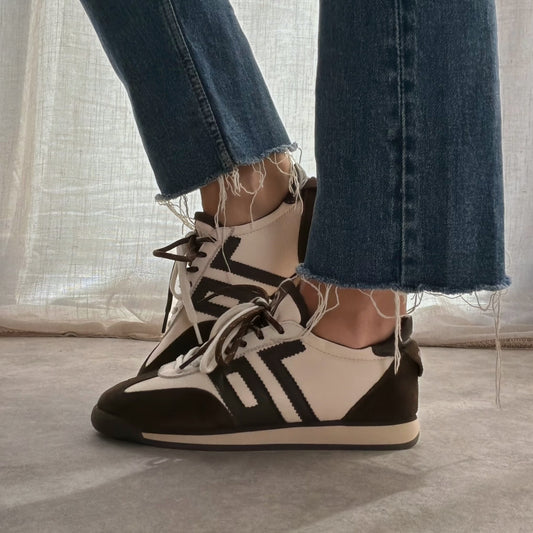 Basket femme Back70 Rocket Chocolat & Crème en cuir & daim