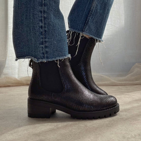 Chelsea Boots Femme Effet Craquelé Noir