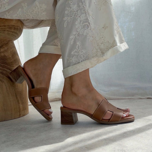 Mules à talon cuir femme – confort & maintien élégant