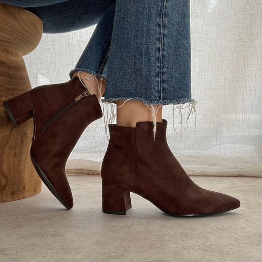 Bottines Femme Tamaris Pointues Chocolat Talon 6 cm