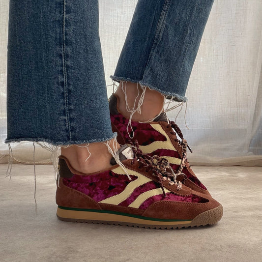 Basket femme MRP Melrose Place UTAH Bordeaux Velours – Running rétro
