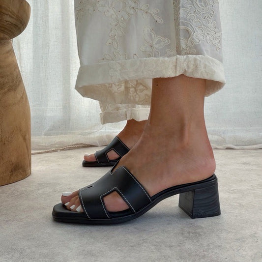 Mules à talon cuir femme – confort & maintien élégant