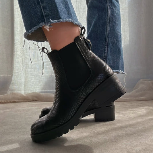 Chelsea Boots Femme Effet Craquelé Noir