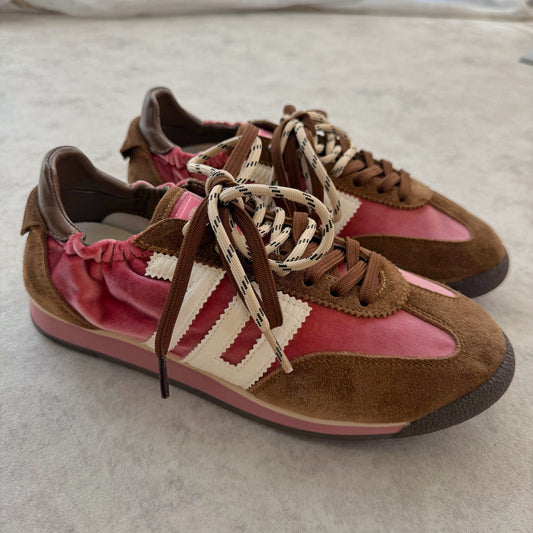 Basket femme Back 70 Rocket Rose & Camel en cuir et velours