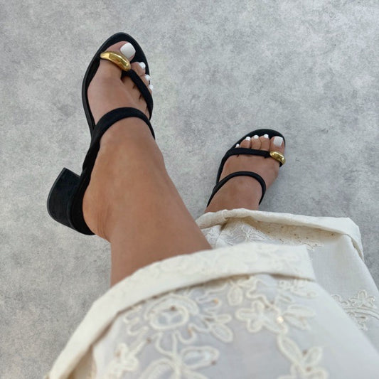 Mules femme à talon – détail bijou & talon carré confortable