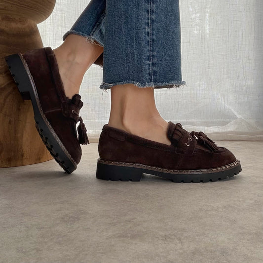 Mocassins Femme Tamaris Cuir Chocolat Fourrés