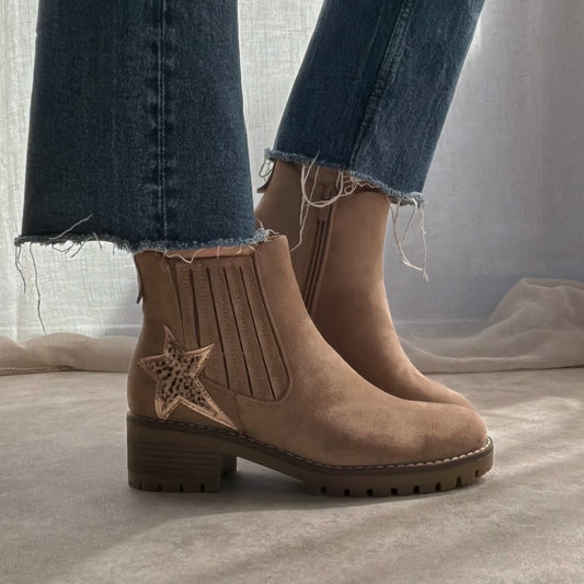 Bottines Femme Étoile Taupe – Talon 4 cm
