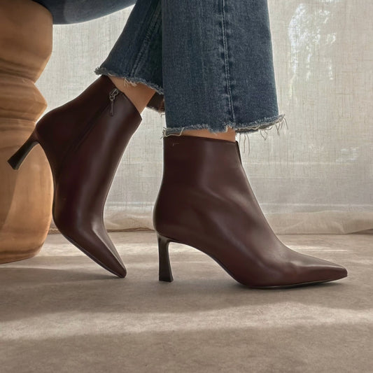 Bottines Femme Tamaris Cuir Bordeaux Talon 7 cm