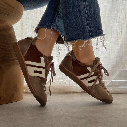 Basket femme Back 70 Rocket Taupe en cuir et velours