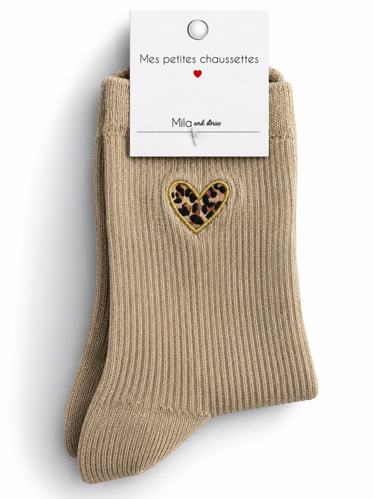 CHAUSSETTES COEUR LEOPARD