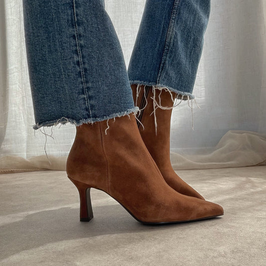 Bottines Tamaris Femme Daim Cognac Bout Pointu