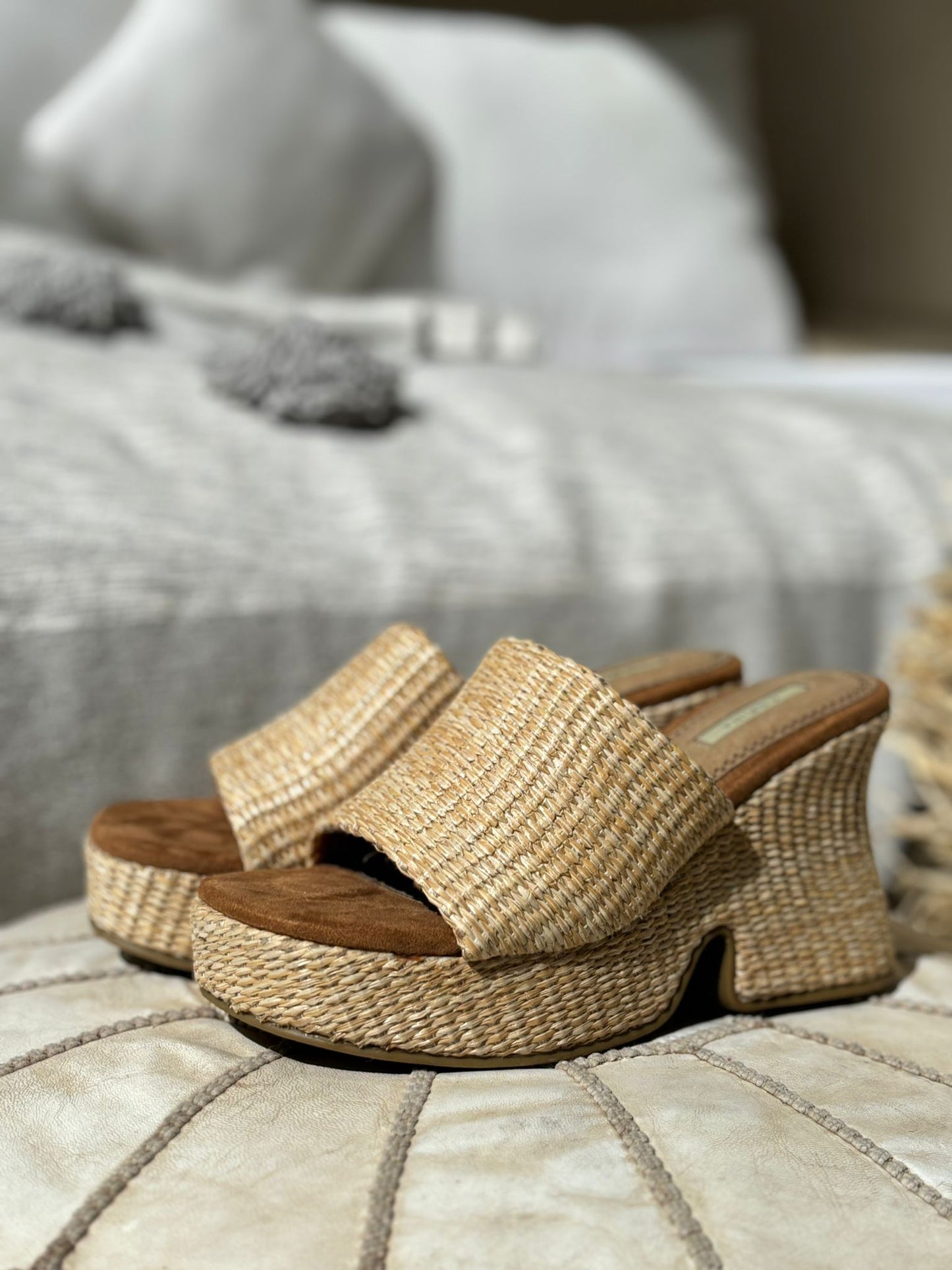 Mules compensées Corina Naturel