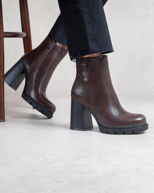 Bottines femme talon haut – petit plateau avant Brown