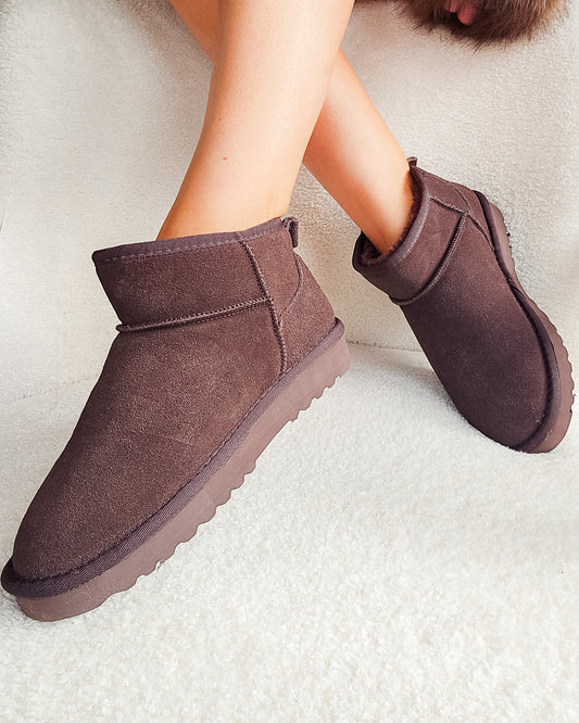 Boots fourrées Cuir ultra-mini Chocolat