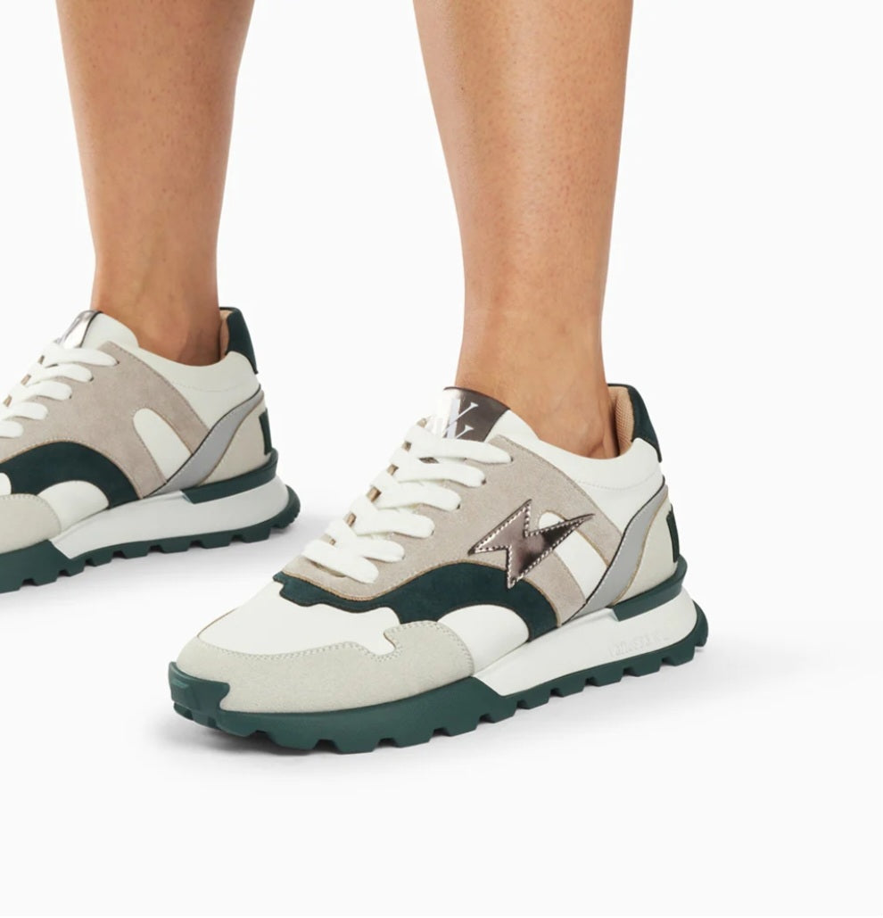 Baskets éclair Liéna vert et anthracite à semelle running